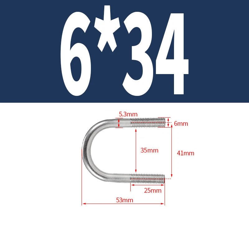 M6 Round Bend U - Bolt – A2 Stainless Steel, 14mm to 114mm, 1/3/5/10/15 Pack - HomeDIYer