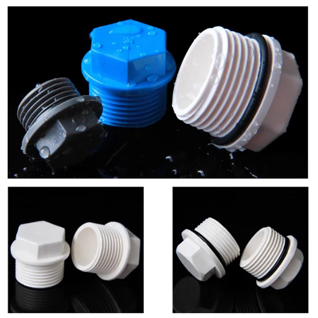 PVC Threaded Plug Male 1 2" 3 8" 1" BSP Pipe Fittings Pond Aquarium Threaded End