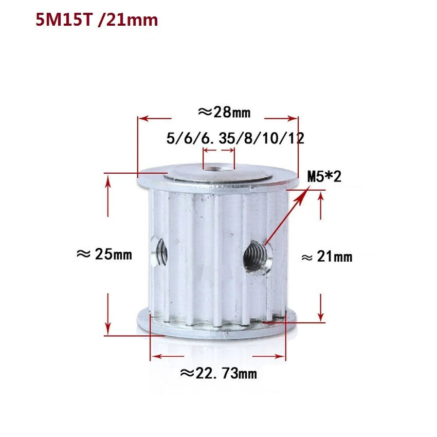 HTD-5M 12-60T Timing Belt Pulley Synchronous Wheel Pitch 5mm Tooth Width 16/21mm