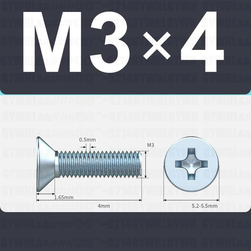 M3–M12 Zinc Plated Phillips Countersunk Machine Screws DIN 965 | Flat Head Bolts