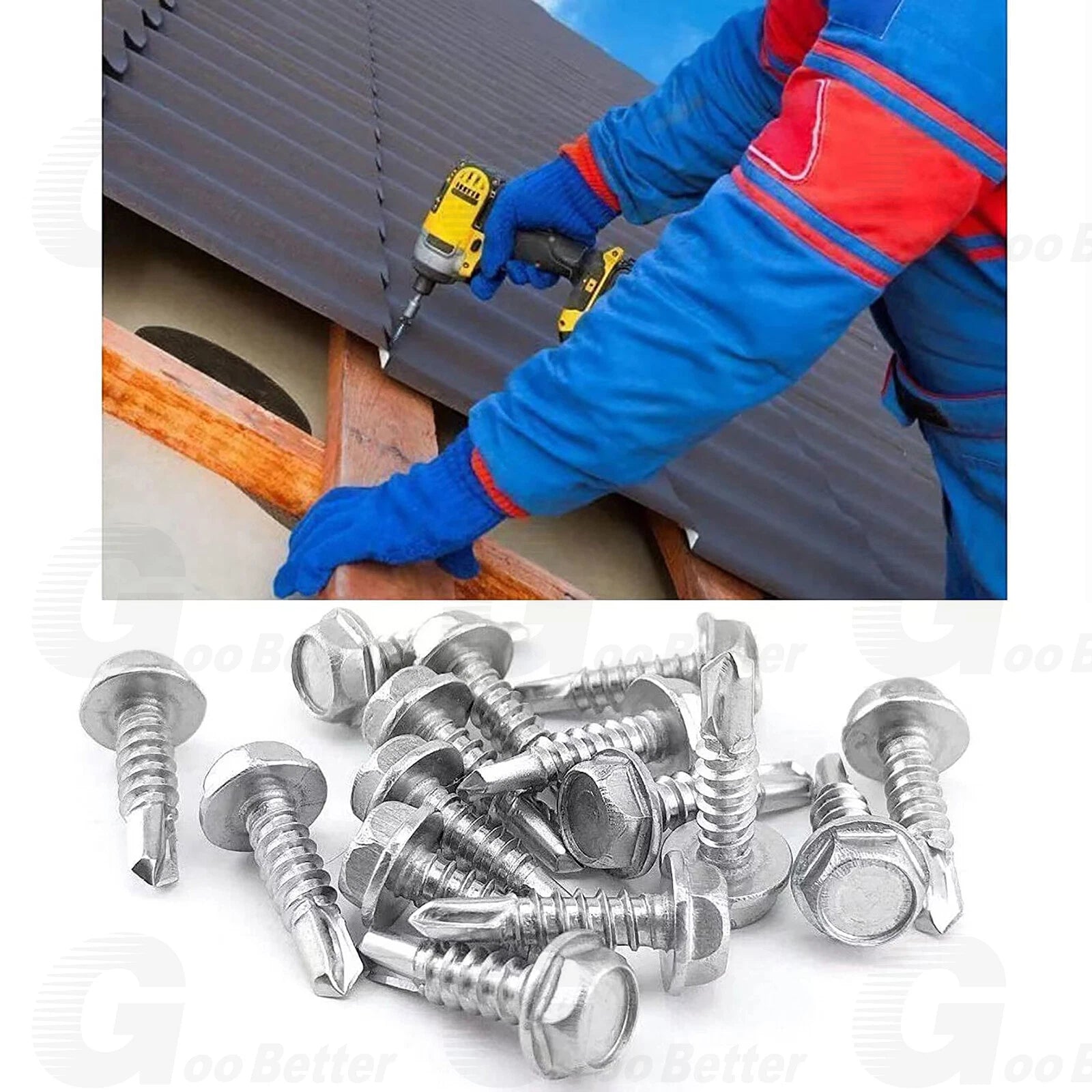 400pc #8 #10 #12 Hex Washer Self-Drilling Tek Screws – 410 Stainless Steel Kit