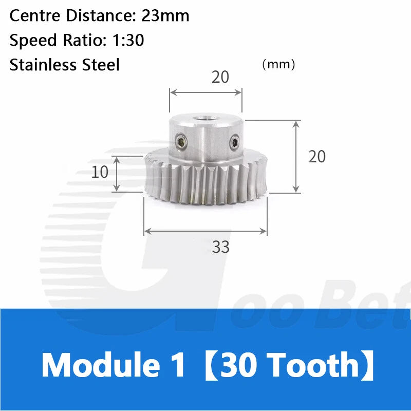 Module 1 Worm Shaft Worm Gear Wheel Stainless Steel 15 to 60 Tooth Precision 304