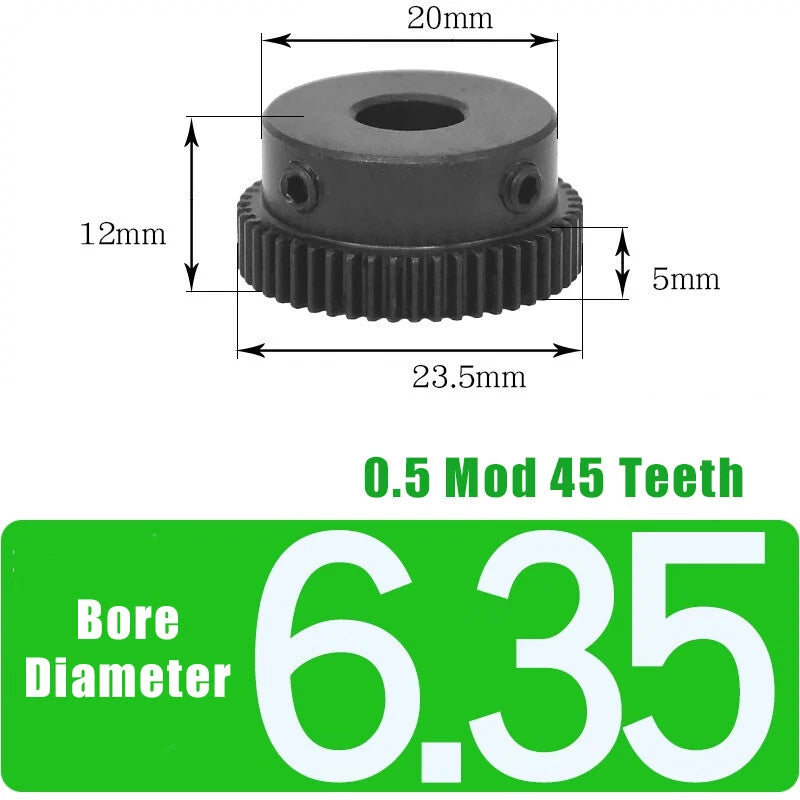0.5 Mod 45 Teeth Spur Gears Transmission Gear With Step Motor Gears 45# Steel