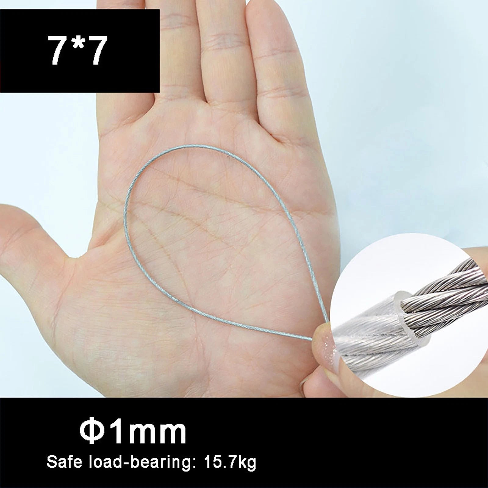 Stainless Steel Wire Rope Lifting Metal Cable Clear Black PVC Coated Φ0.6mm-5mm