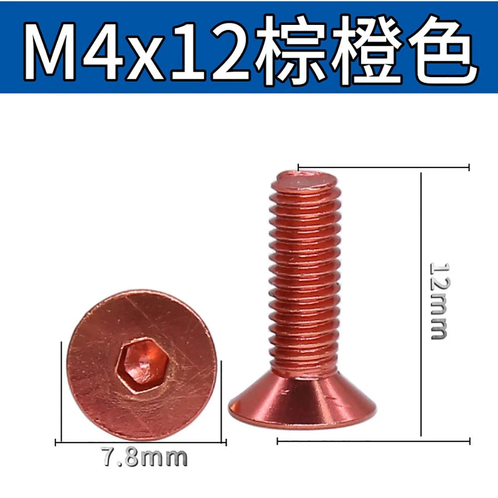 M3.5 / M4 Countersunk Hex Socket Screws — Anodized Aluminum Alloy, 10 Colors