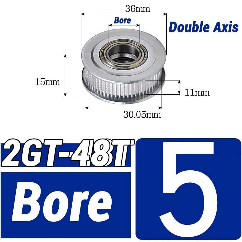 GT2 Timing Belt Pulley 16-100 Teeth 6-10mm Teeth Width Bore 3mm-25mm For 3D