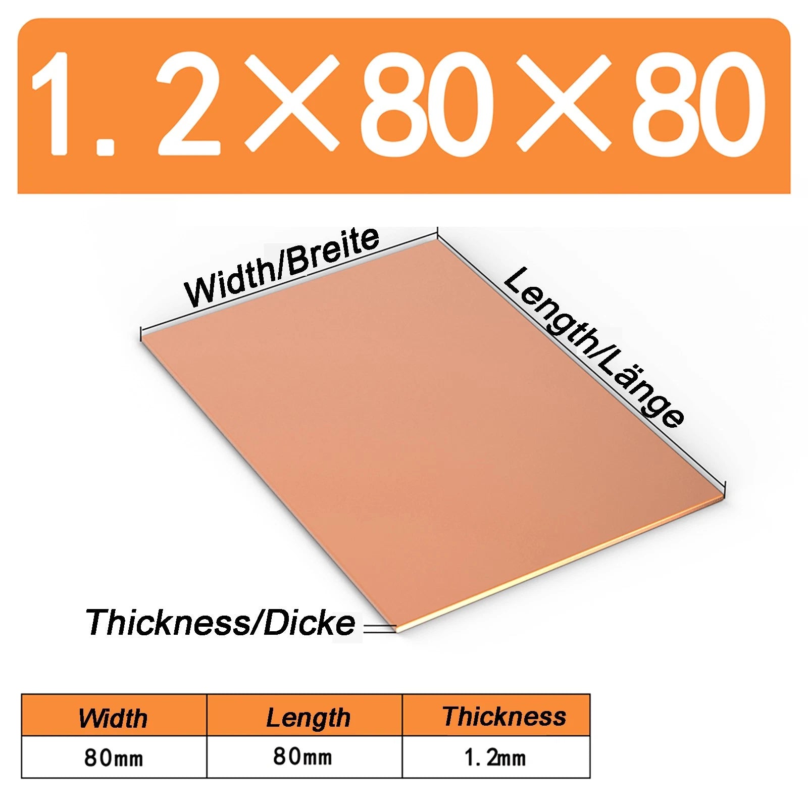 Natural Copper Sheet Metal guillotine cut - 0.3mm - 6.0mm - Multiple