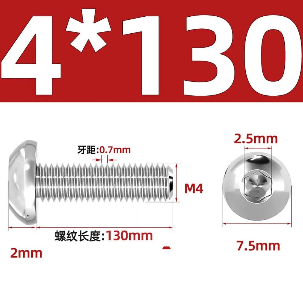 M1.6–M5 A2 Stainless Steel Button Head Socket Cap Screws – Round Pan Head, Hex Drive, Fully Threaded