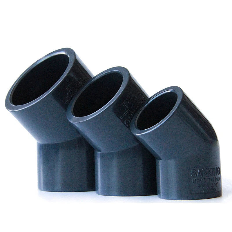 PVC Pipe Fittings 45° Elbow Connector Plumbing Coupling ID 20-160mm Solvent Weld