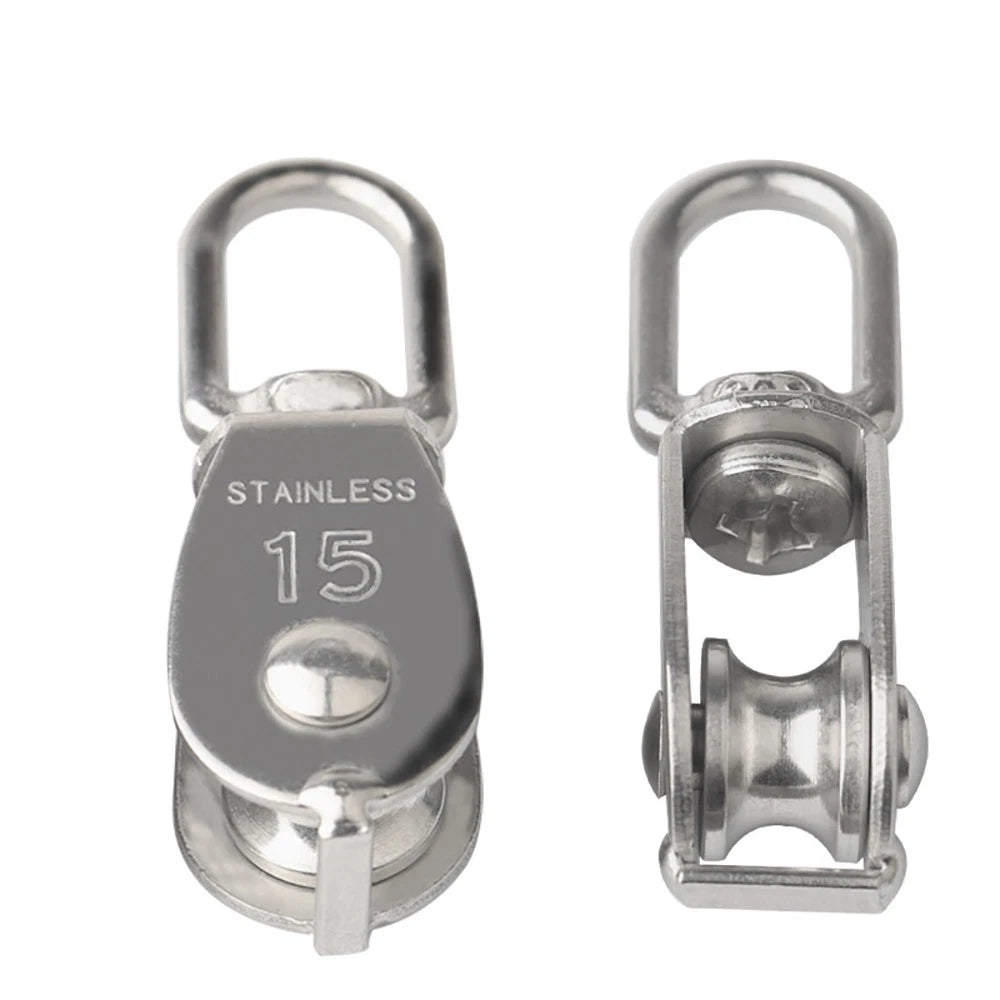 Stainless Steel 15-75mm Single/Double Pulley Block for Wire Rope Lifting Rigging