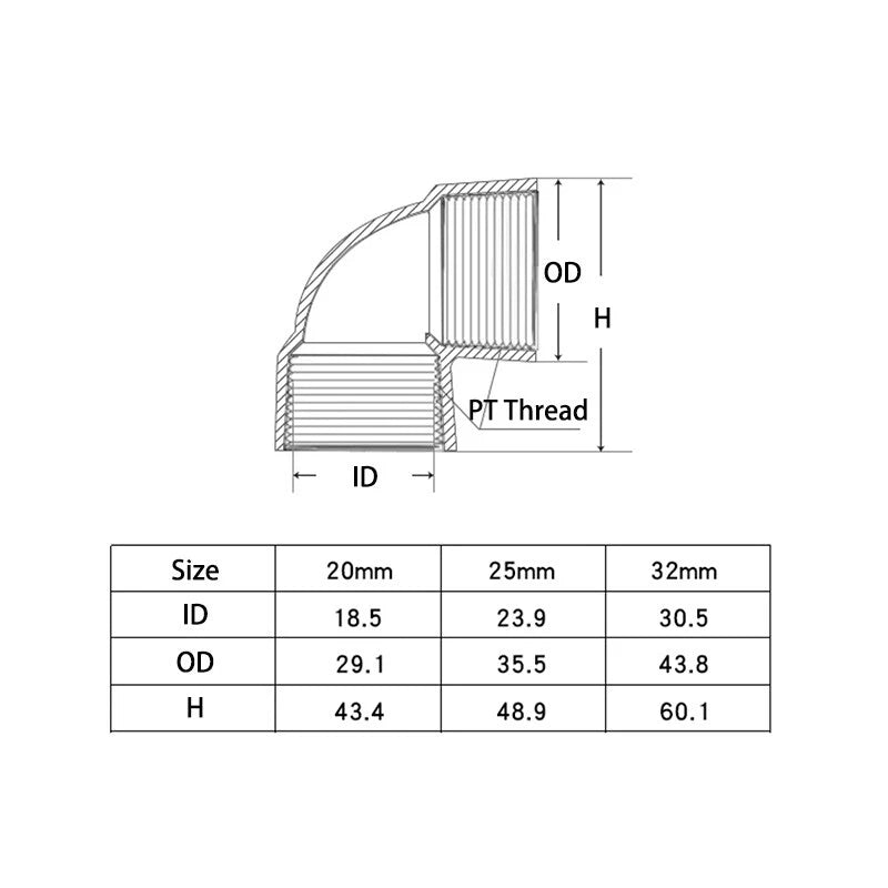 PVC Female Threaded Pipe Fittings Equal Socket Straight Tee Elbow 1 2" 3 4" 1"