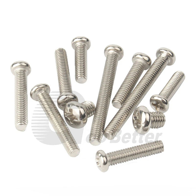 Nickel Plated Phillips Pan Head Machine Screws M2 M2.5 — 3mm to 16mm
