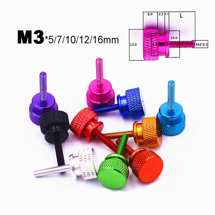 M3*5/7/10/12/16mm Aluminium Anodised Knurled Thumb Screws Hand Grip Knob Bolt