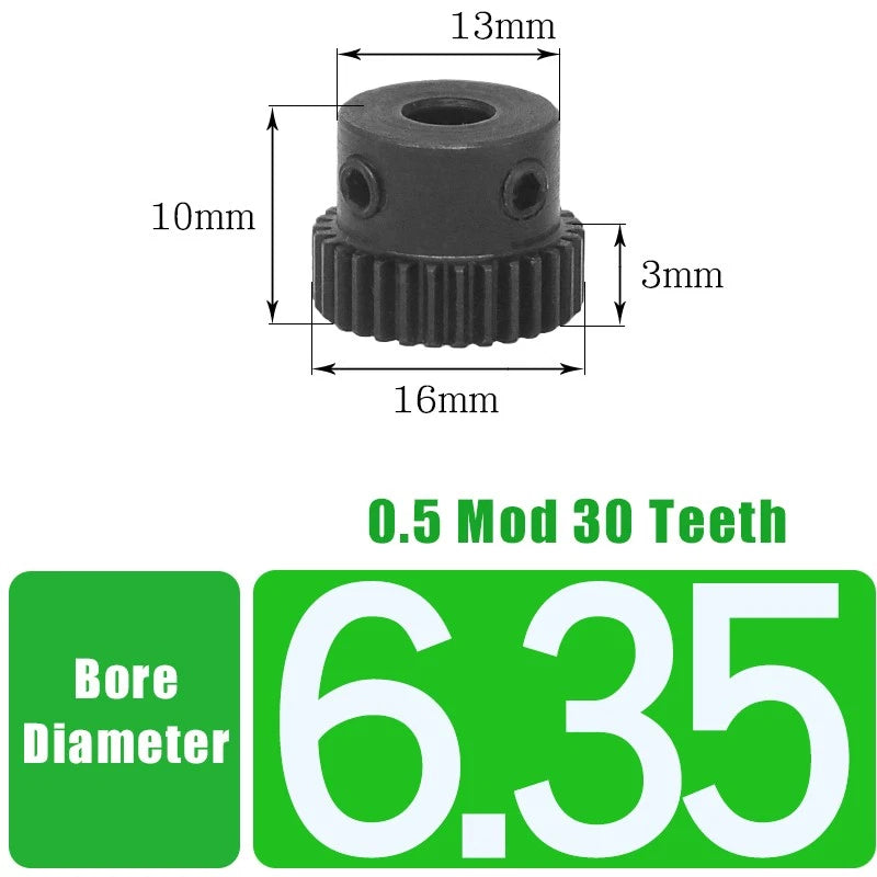 0.5 Mod 30 Teeth Spur Gear Transmission Gear With Step Motor Gears 45# Steel