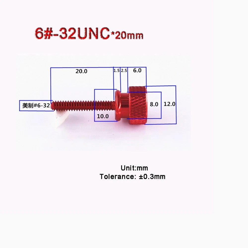 UNC 6 - 32 Anodized Aluminum Knurled Thumb Screws — 10mm & 20mm, 10 Colors - HomeDIYer