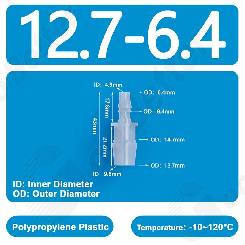Plastic Straight Barbed Connector Reducer Joiner Tubing Pipe Hose Fitting Water