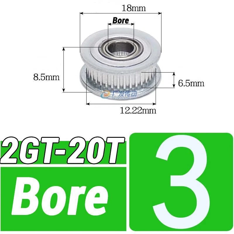GT2 Timing Belt Pulley 16-100 Teeth 6-10mm Teeth Width Bore 3mm-25mm For 3D