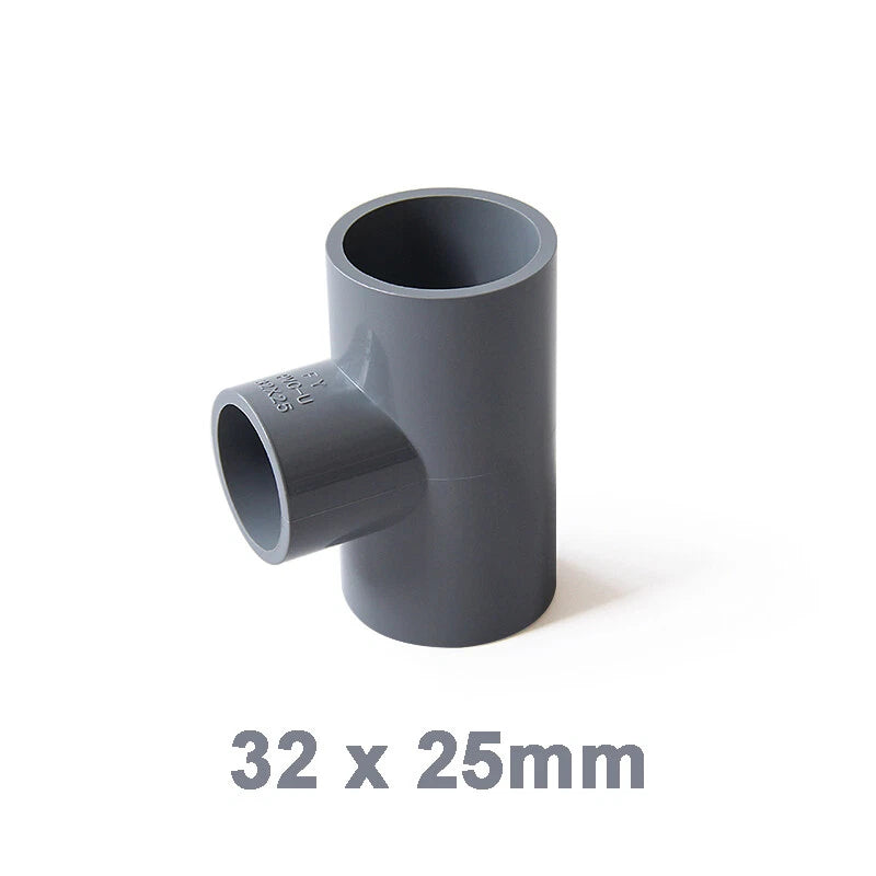 PVC Reducing Tee Pipe & Fittings Solvent Weld Pressure Adapter Connector Grey