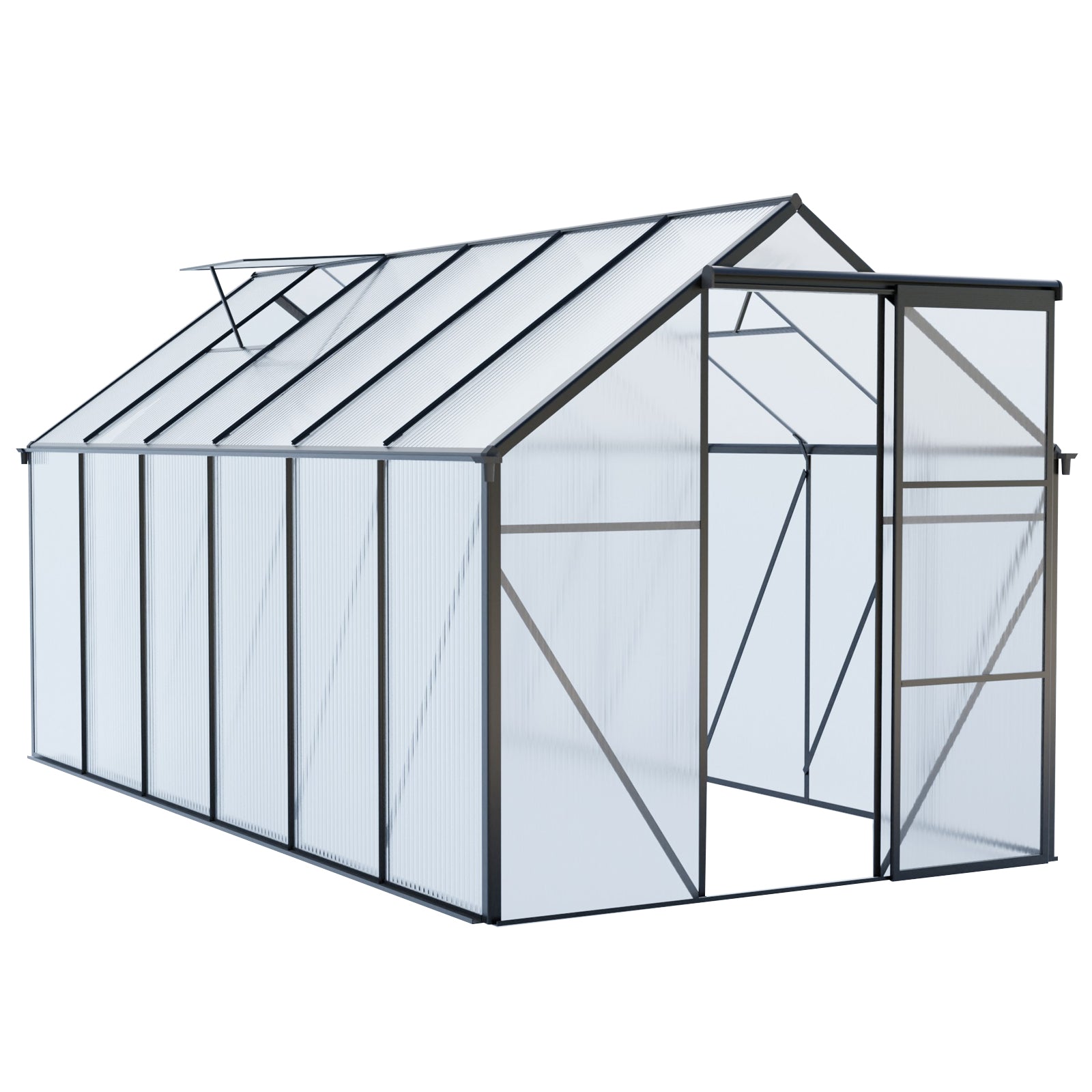 6x12 FT Polycarbonate Greenhouse Raised Base and Anchor Aluminum Heavy Duty Walk-in Greenhouses for Outdoor Backyard in All Season,Black