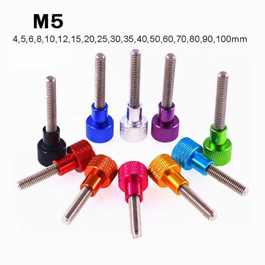 M5*5-100mm High Knurled Thumb Screws, Aluminium Nut + Stainless Steel Thread Rod