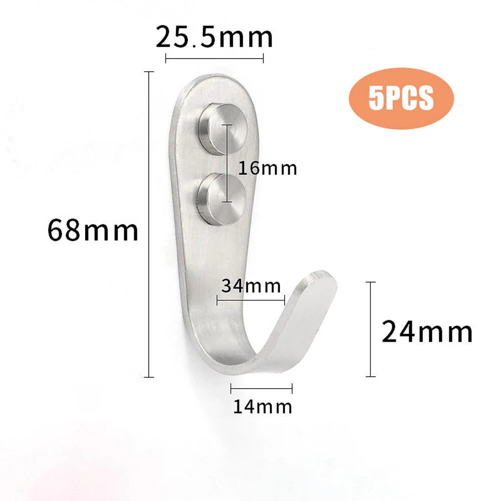 304 Stainless Steel Bathroom Kitchen Wall Door Holder Hook Hanger Hooks