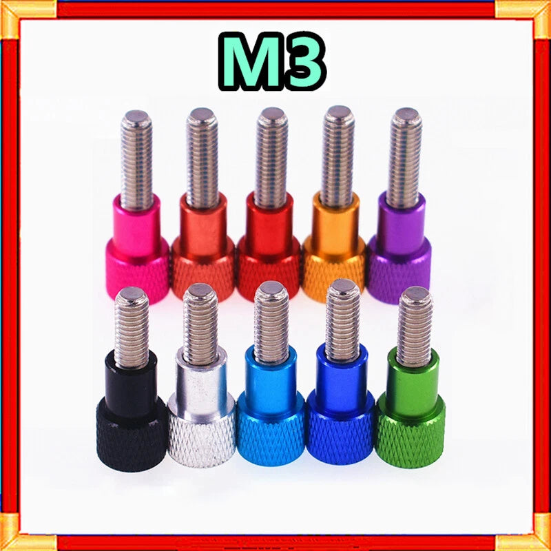 M3 x 5-100mm Knurled Thumb Screws Aluminium Alloy+Stainless Steel High Type Bolt