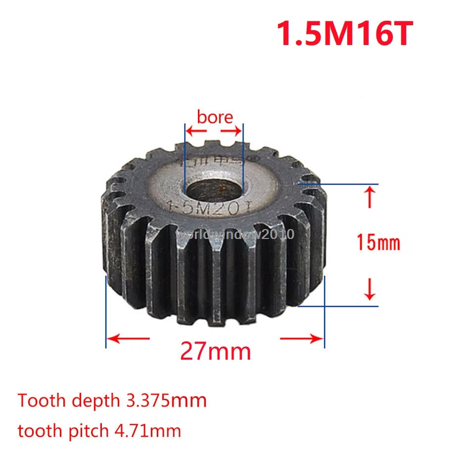 45# Steel Spur Gear 1.5M12T-60T Metal Mod 1.5 Pinion Gear 12-60 Tooth Moter Gear