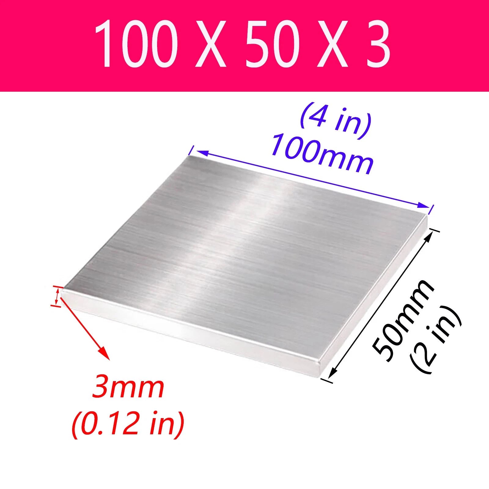 Stainless Steel Sheet Bright Polish 3mm Thick Many Size Grade A2 304 L50-450mm