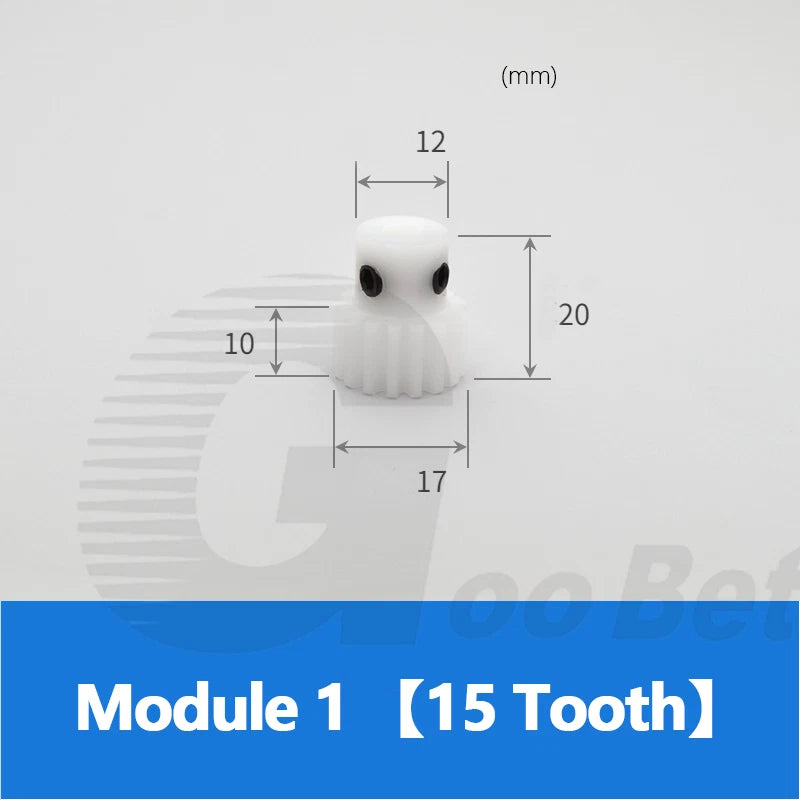 Module 1 Spur Gear POM Plastic 15-40 Tooth with Hub Bore 4-16mm Precision White