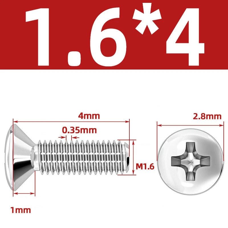 Phillips Oval Head Machine Screws Stainless Steel — M1.6 to M10, All Sizes - HomeDIYer