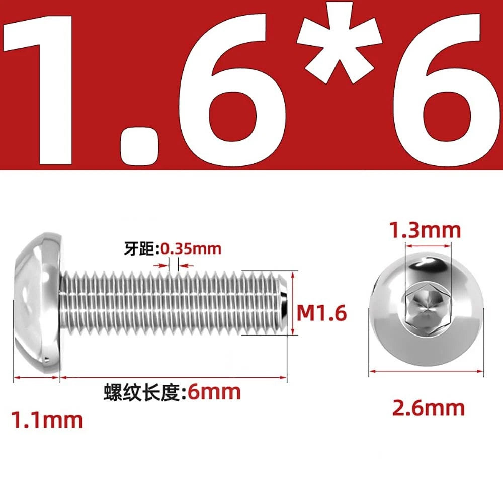 M1.6–M5 A2 Stainless Steel Button Head Socket Cap Screws – Round Pan Head, Hex Drive, Fully Threaded