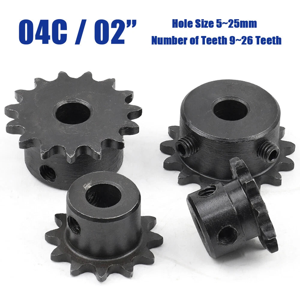 45#Steel Roller Chain Sprocket Wheel 04C Pitch 6.35mm 21~26 Teeth Bore 8~25mm