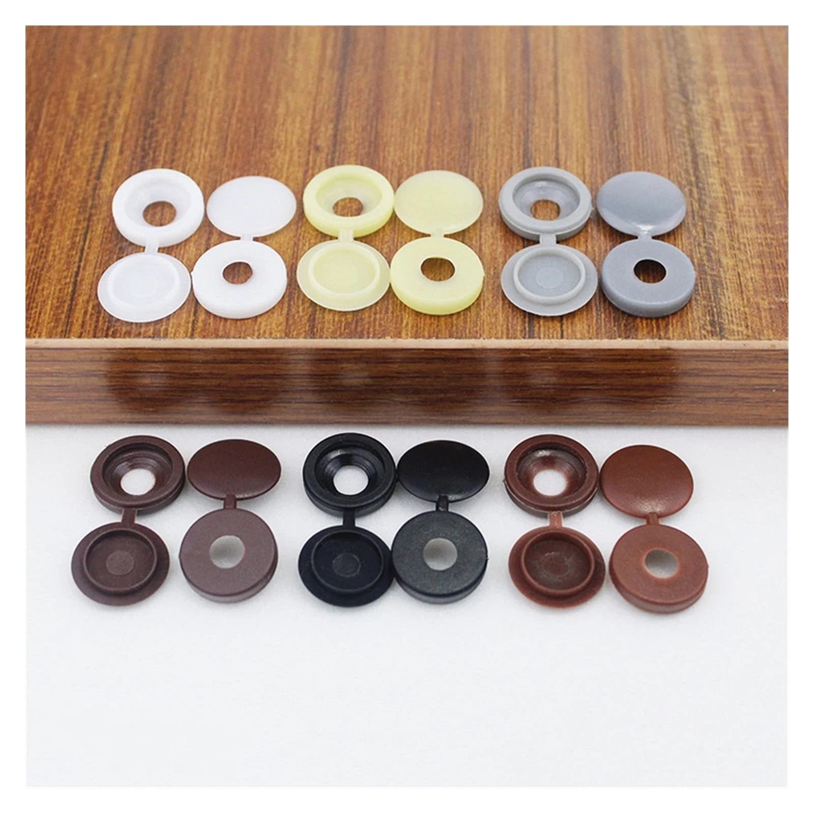 Hinged Screw Cover Caps for M4 M5 Screws – Fold Over Design, Multiple Colors, 50–2000 Pack