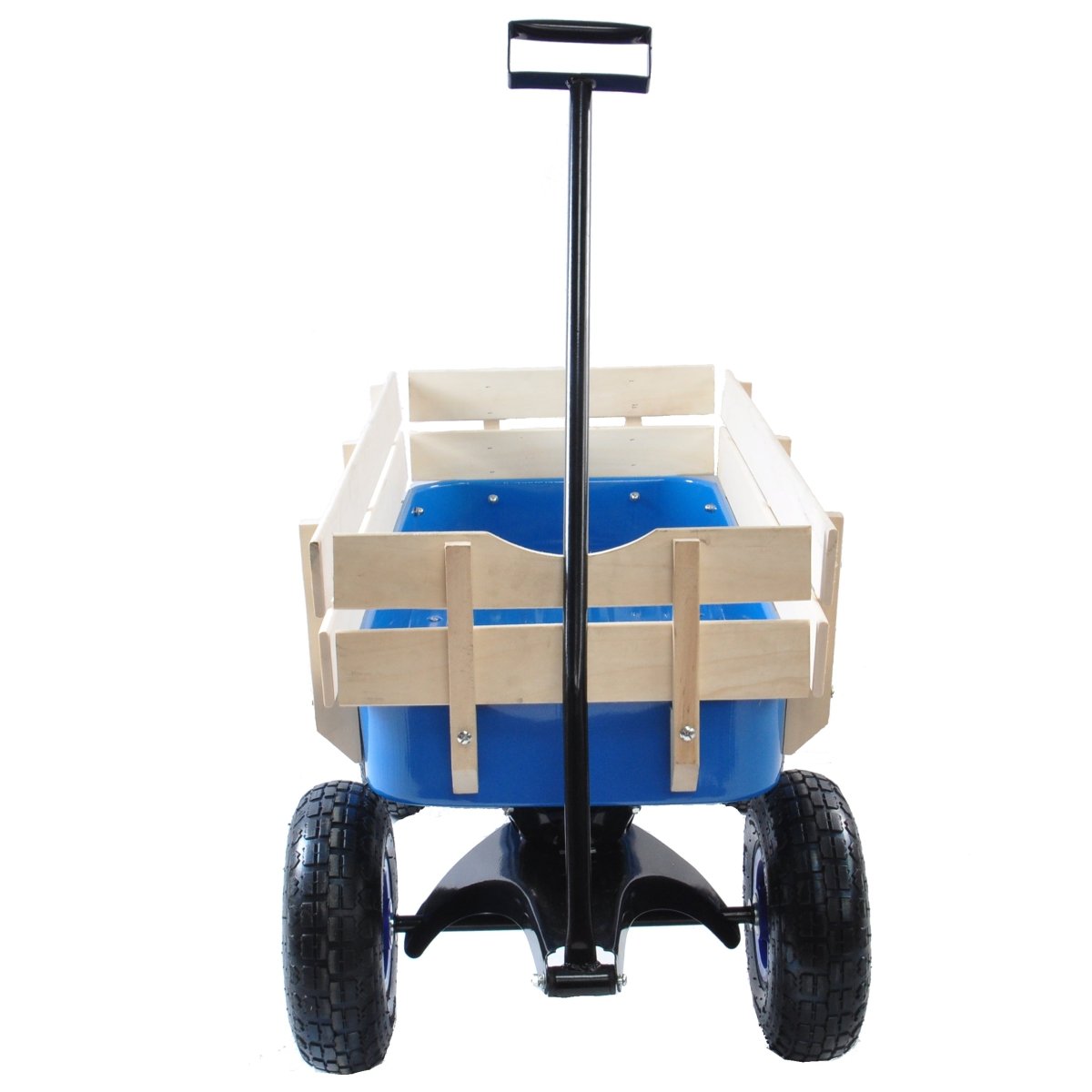 Outdoor Wagon All Terrain Pulling Wood Railing Air Tires Garden Cart - HomeDIYer