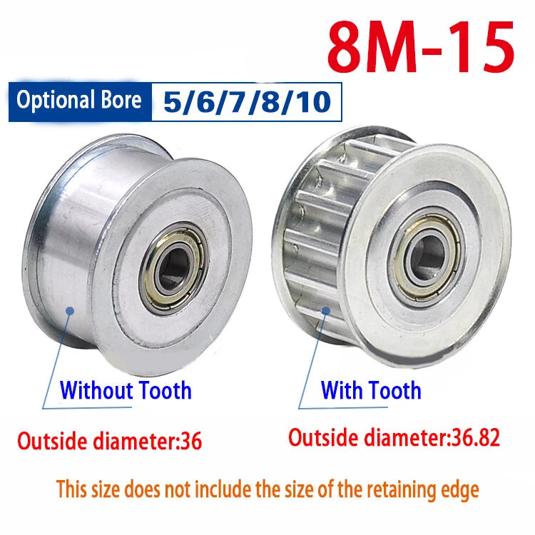 HTD-8M Timing Belt Smooth Tooth Idler Drive Pulley 15 16 20 24 25 30 Tooth