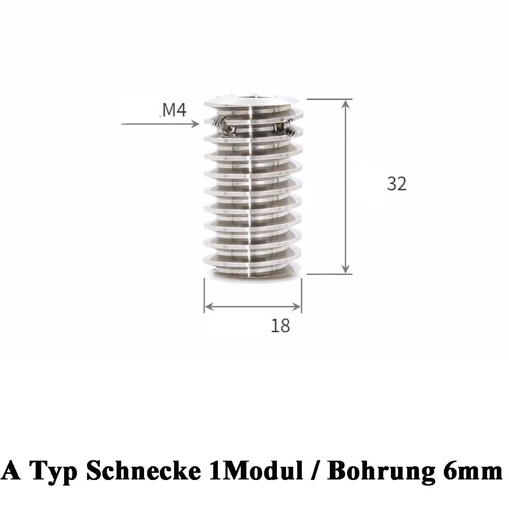 Stainless Steel A2 Module 1 Worm Shaft Worm Gear Wheel 15 to 60 Tooth Precision