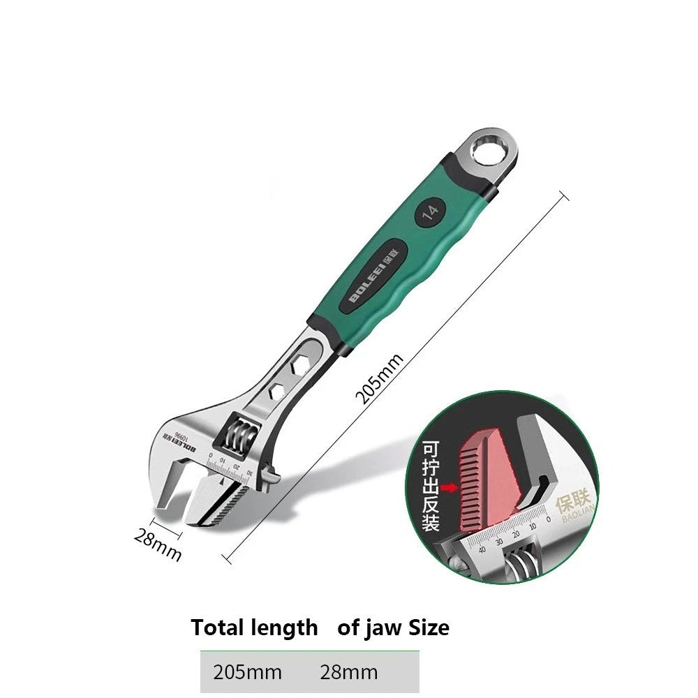 Adjustable Spanner Wrench 6" 8" To 24" Garage Tool Soft Grip Handle Metric Scale