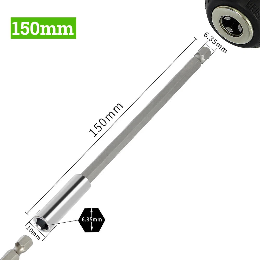 Hex Extension Rod Adapter Magnetic Driver Socket Wrench Long 60 100 150mm Bits