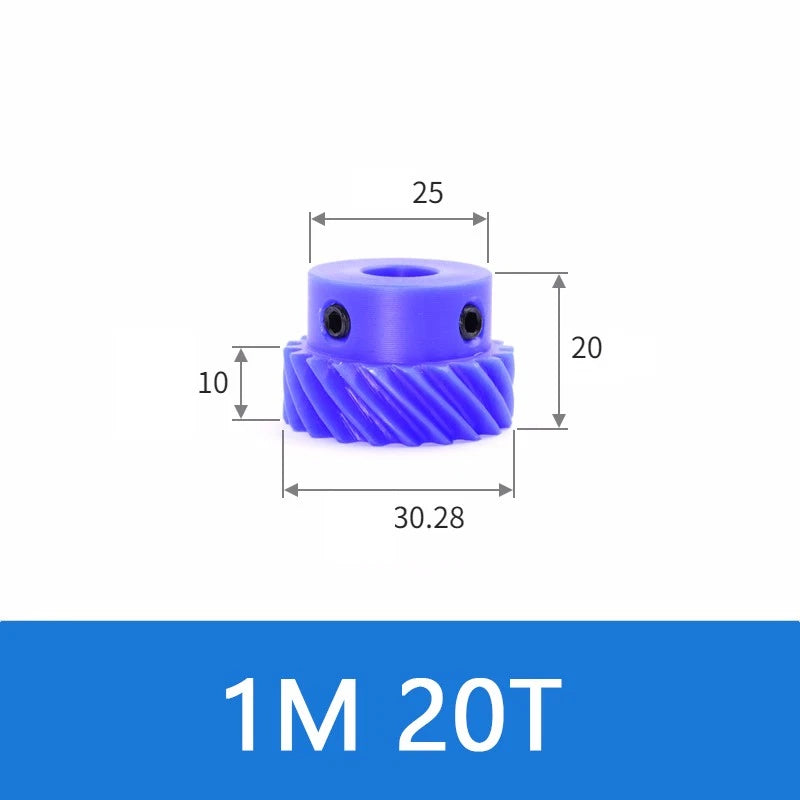 Helical Gears 45° Left Spiral Blue Nylon With Step Transmission Gear 10~26 Teeth