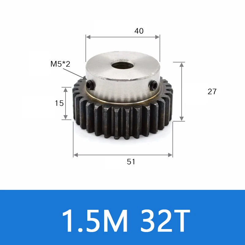 Spur Gears 45# Steel Transmission Gear 1.5 Mod 28-35 Teeth With Step Motor Gear
