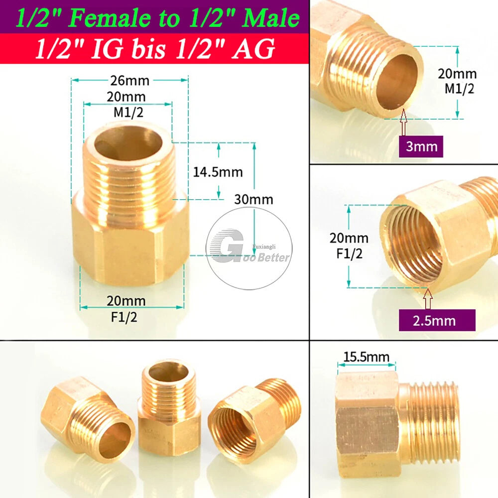 BSPT Reducing Adapter Fittings — Brass Female to Male, 1/8" to 2"