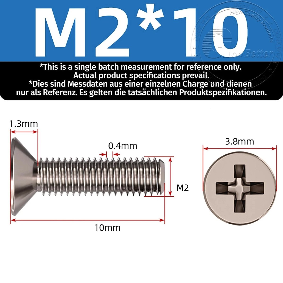 Titanium Phillips Flat Head Machine Screws — GR2 Countersunk, M2 to M8 - HomeDIYer