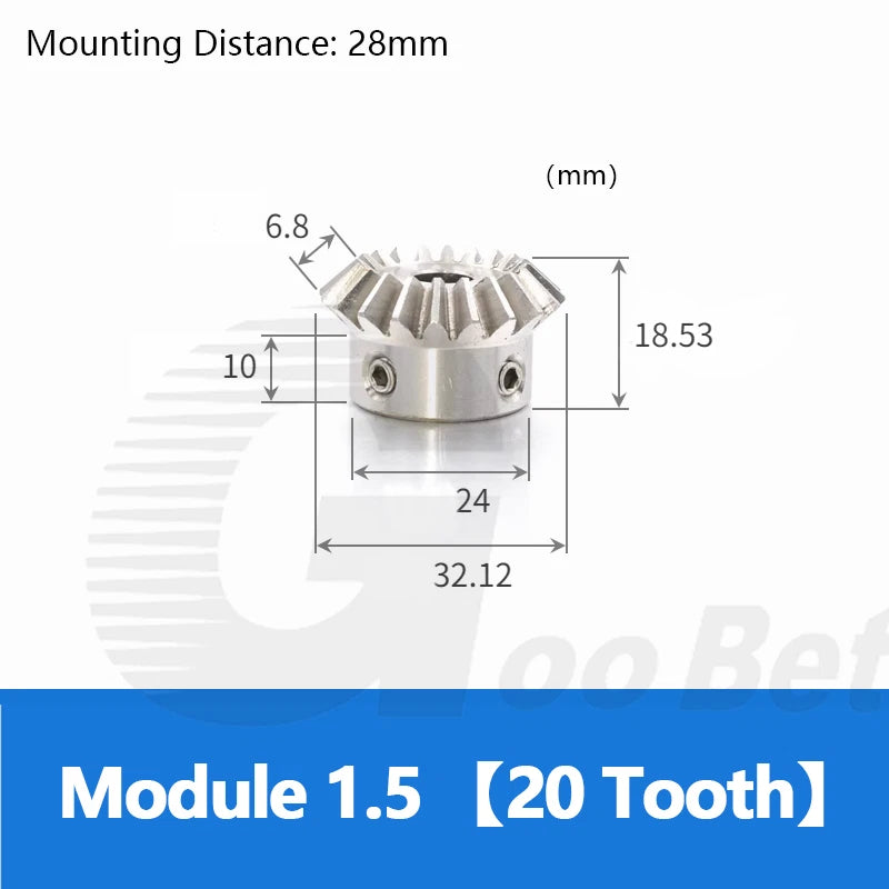 Bevel Gear Stainless Steel Module 1.5 90° 1:1 Pairing 20/25/30 Tooth Miter Gear