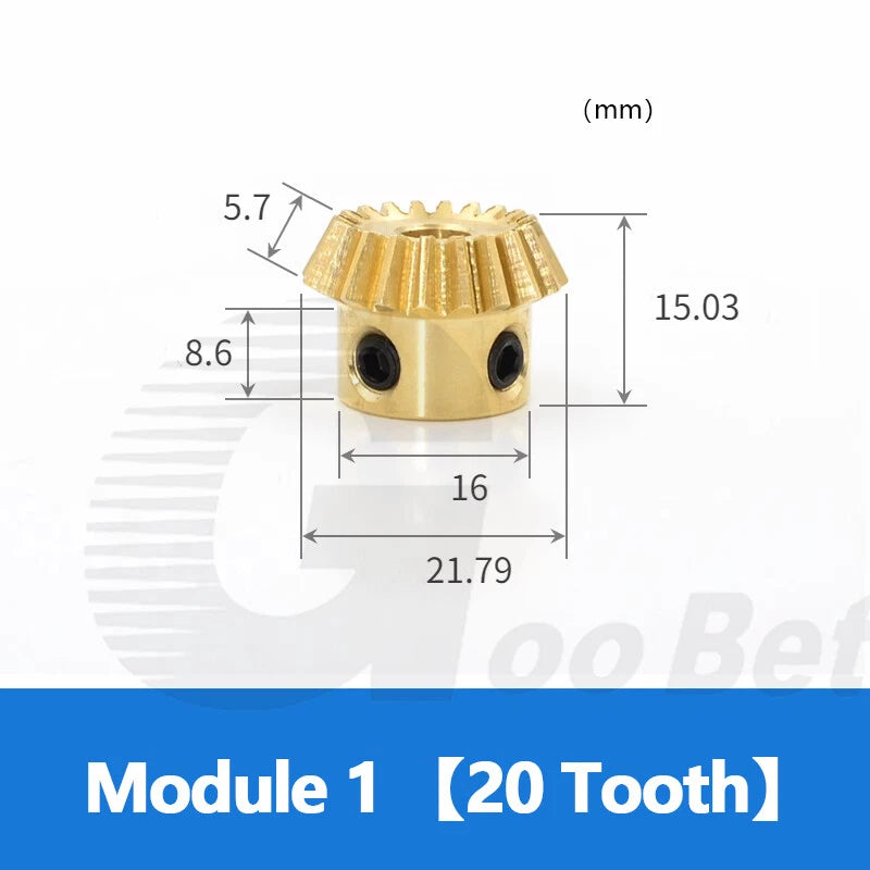 Bevel Gear Module 1 Brass 15/20/30/40 Tooth 90° 1:2 Pairing Miter Gear Precision
