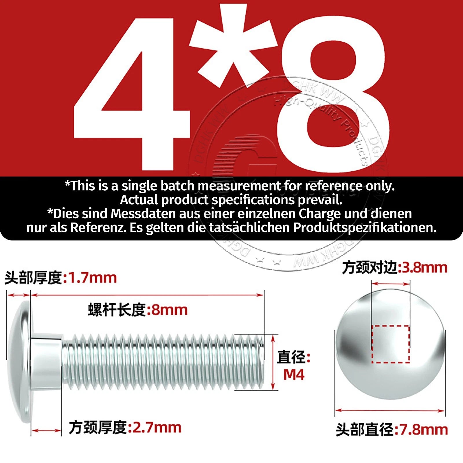 M4–M12 Zinc-Plated Cup Square Carriage Bolts with Flange Nuts | 8–150mm