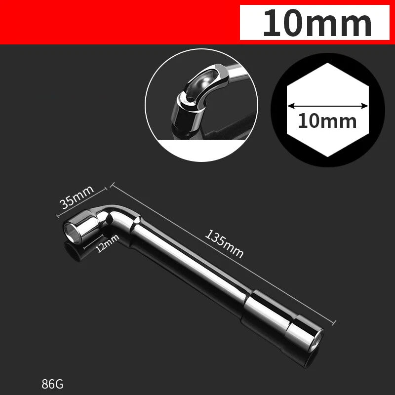 L-Shaped Perforated Hex Socket Wrench Bore Diameter 8-19mm Chrome Vanadium Steel