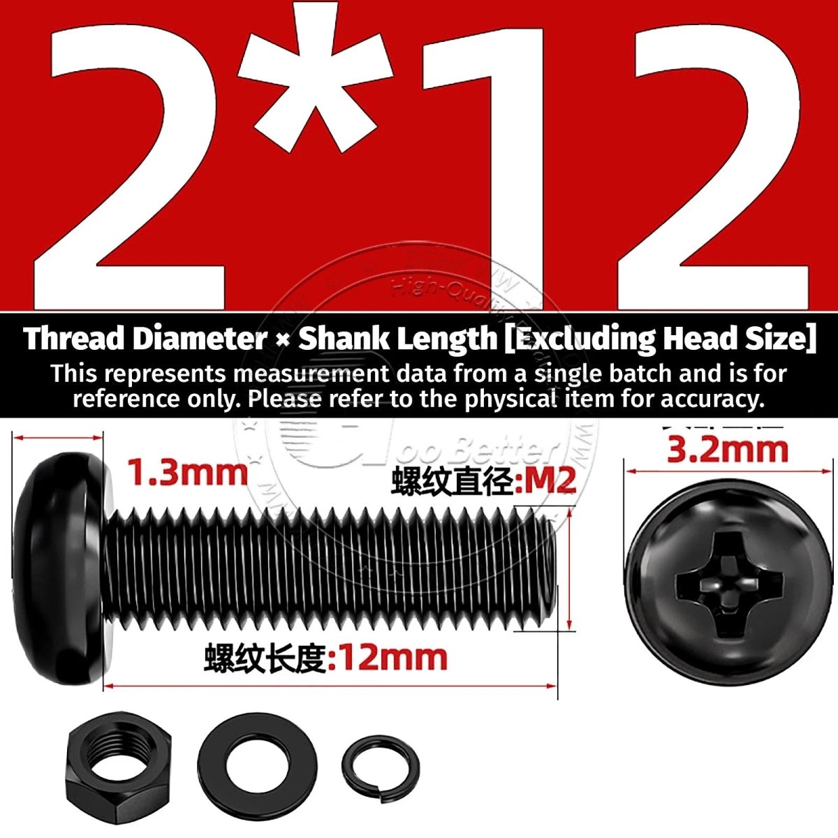 Black Phillips Pan Head Machine Screws with Washers — Metric M2 to M6 - HomeDIYer