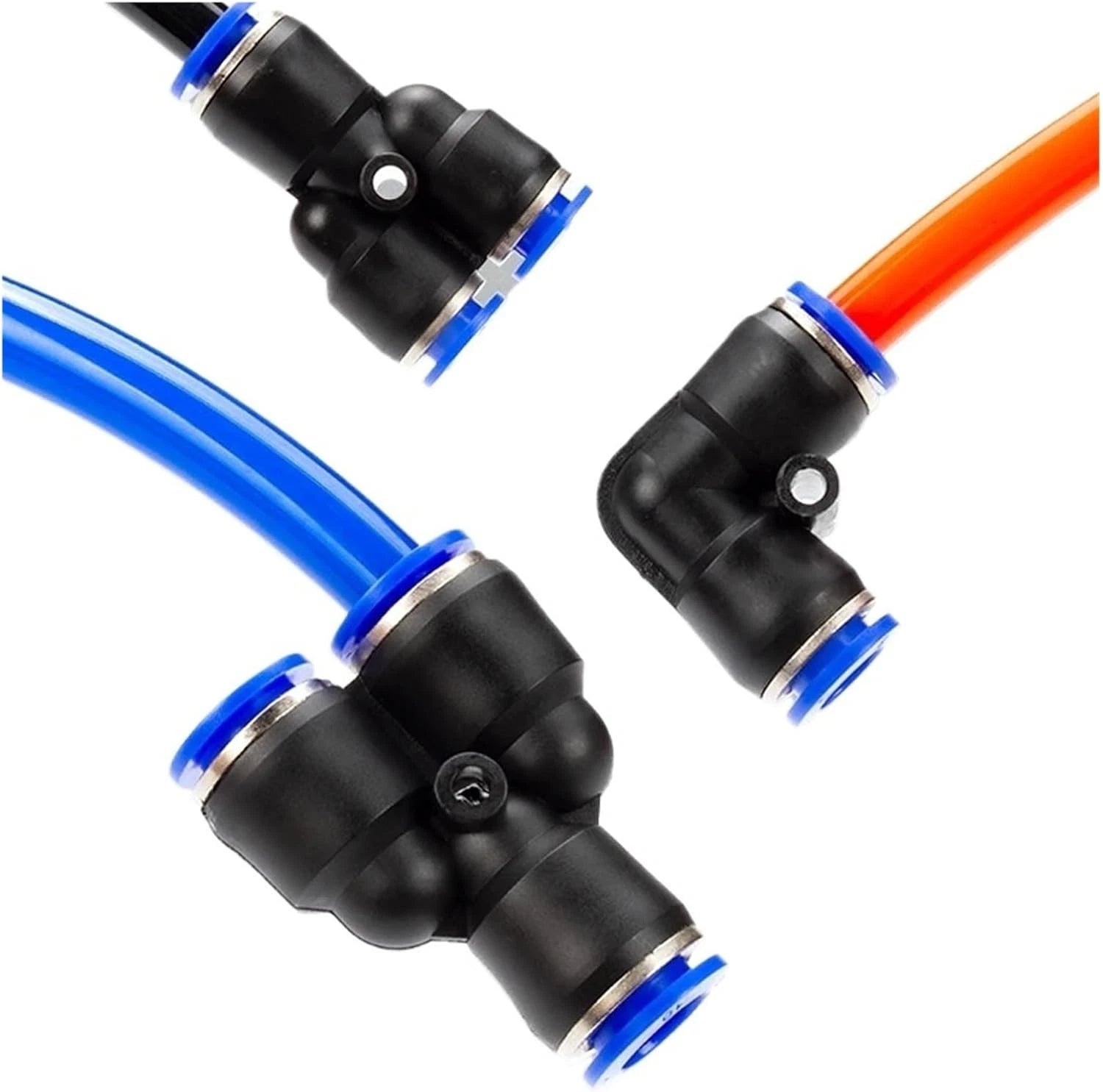 Plastic Pneumatic Hose Splitter Connector — Y-Shape PY & Equal Tee PW Fittings