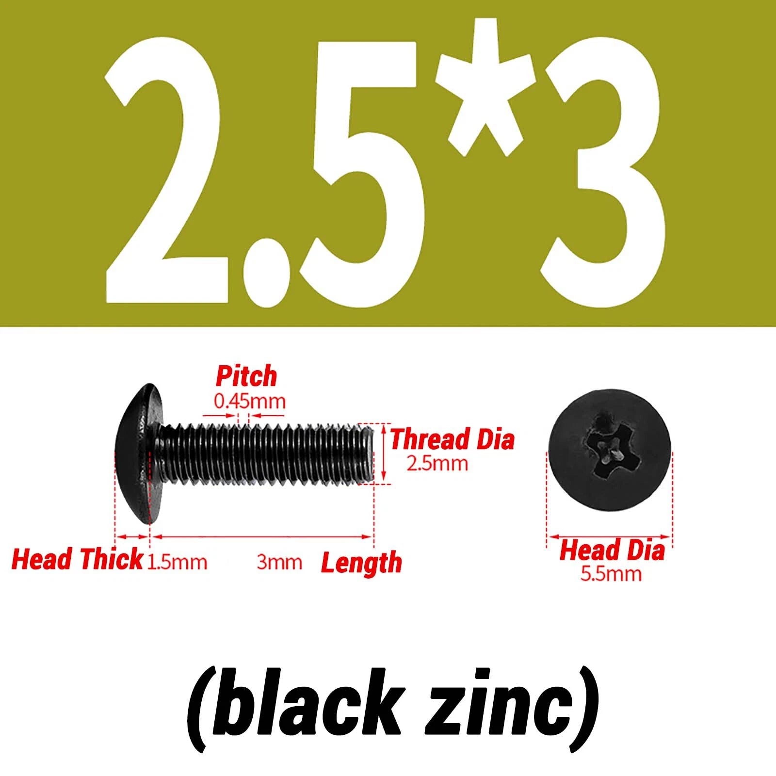 M2–M6 Pan Head Self‑Tapping Sheet Metal Screws – Black Oxide Carbon Steel