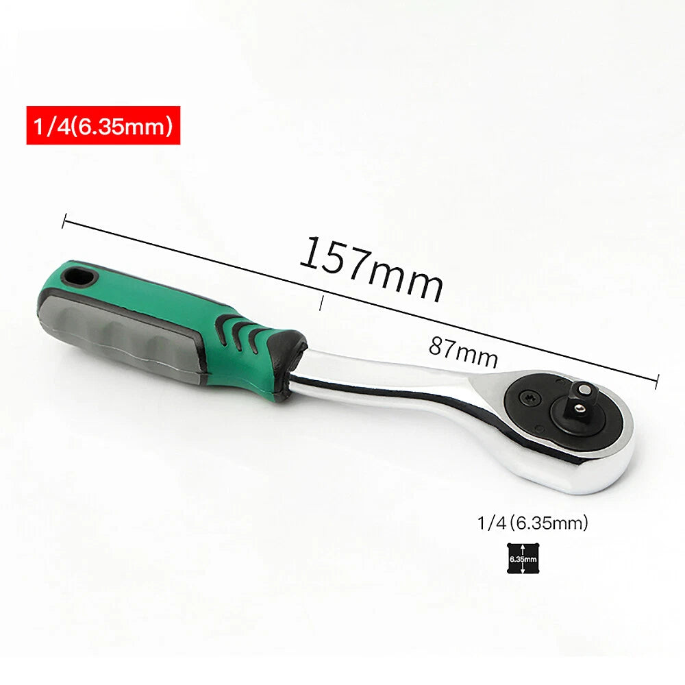 1/4" 3/8" 1/2" Drive Ratchet Socket Wrench Handle Quick-Release Spanner 72 Tooth